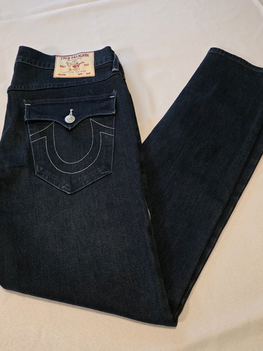 True Religion Dark Indigo Back Pocket Jeans With Flap. NWOT